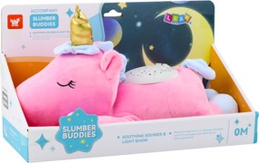 LEAN Toys Plyšový jednorožec uspávačik s projektorom a zvukmi ružový