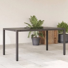 Záhradný stôl so sklenenou doskou čierny 150x90x75 cm polyratan 365589