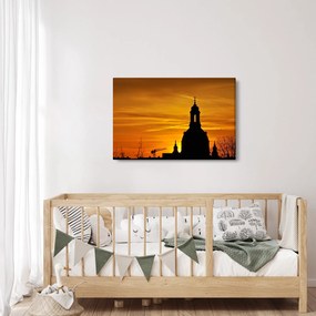 Obraz kostola pri západe slnka (90x60 cm)