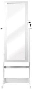 Biela šperkovnica so zrkadlom 119,5 x 35 x 8,7 cm