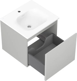Mexen Orio, kúpeľňová skrinka 50 cm s umývadlom Vela, 1 zásuvka, šedá matná/biela matná, 91A10-05047-1-BF62-W23M01