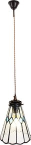 Závesná Tiffany lampa modré detaily BlueRhom - Ø 15*115 cm E14/max 1*25W