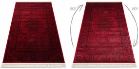 Dywany Łuszczów Koberec DO OBÝVAČKY JEDÁLNE bordó Rámček rozeta orient s strapcami 100x200 cm