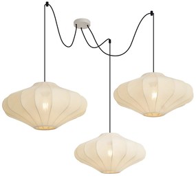 Japandi závesná lampa béžová 50cm 3-svetelná - Plu
