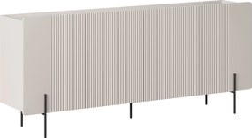 Komoda Malmi 200 cm štvordverová - kašmír / crema bianca / čierne nožičky