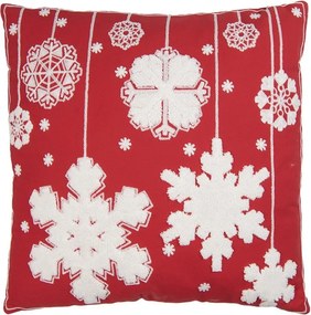 Bielo-červený vankúš so snehovými vločkami - 45*5*45 cm
