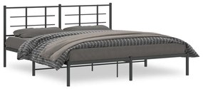 Kovový rám postele s čelom čierny 180x200 cm 355565