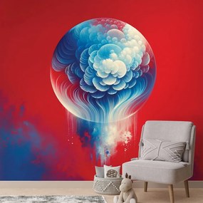 Samolepiaca tapeta abstraktná modro-červená medúza