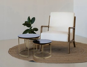 Dekorstudio Set 2ks kávových stolíkov - čierny mramor / zlaté nohy
