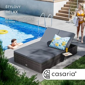 InternetovaZahrada Záhradná ratanová posteľ 200x115 cm sivá - antracit podušky