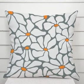 Biante Bavlnená obliečka na vankúš Sandra SA-491 Biele designové kvety na sivom 40 x 60 cm