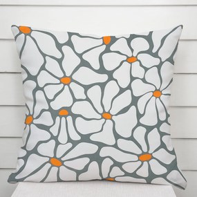 Biante Bavlnená obliečka na vankúš Sandra SA-491 Biele designové kvety na sivom 30 x 50 cm