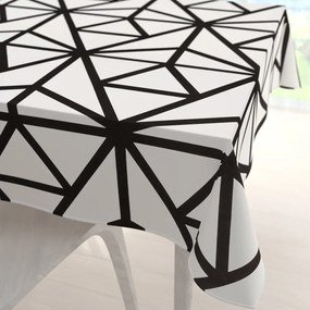 Biante Bavlnený štvorcový obrus Sandra SA-577 Čierne geometrické vzory na bielom 120x120 cm
