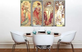 Obraz na plátne 4 dielny ŠTYRI ROČNÉ OBDOBIA 120x70 cm – Alfons Mucha 000 REP236