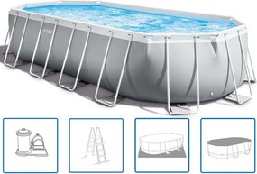INTEX PRISM FRAME Oválny bazén 610 × 305 × 122 cm s filtráciou 220–240V 26798NP