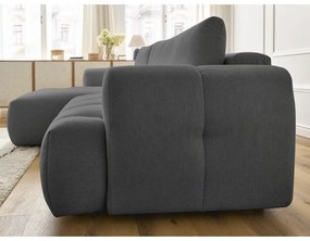 Tmavosivá rozkladacia/s úložným priestorom rohová pohovka (ľavý roh/s leňoškou) Fuji – Bobochic Paris