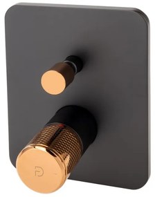 F-Design Ardesia, podomietková 2-výstupová vaňová/sprchová batéria, čierna matná-ružové zlato, FD1-ARD-7P-25