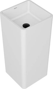 Besco Voľne stojace umývadlo z liateho mramoru Aygo Matt UM VS 40x40 cm BESCO-Typ výpuste: Click-Clack so štrbinovým prepadom, biela