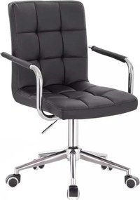 LuxuryForm DESIGN Stolička VERONA na striebornej podstave s kolieskami - čierna