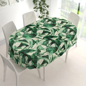 Biante Zamatový oválny obrus Tamara TMR-028 Veľké zelené listy 50x100 cm