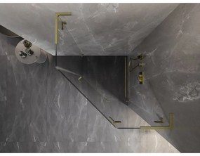 Mexen Lunar, L päťuholníkový sprchový kút s pravým sklonom 90 x 90 cm, 8mm číre sklo, zlatý matný profil, 831L-090P-090L-55-00-P