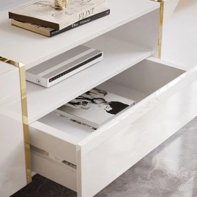 TV STOLÍK SANTINO BIELY LESK / ZLATÝ 158 cm