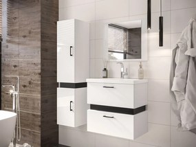 Kúpeľňový nábytok Torvaldi III, Sifón: bez sifónu, Umývadlová batéria: nie, Farby: biela / biela + čierny mat