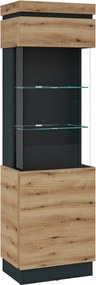 Vysoká vitrína Corte, dub coast/tmavo šedá, pravá