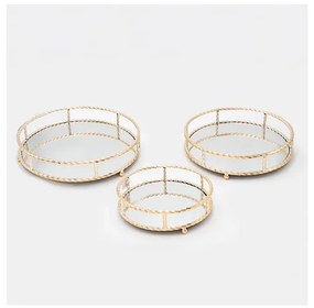 SADA 3x Dekoračný podnos pr. 27/33/37 cm zlatá