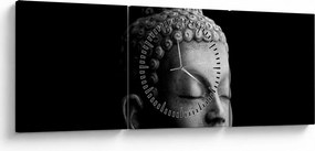 Obraz - Budha, portrét (s hodinami) (90x30 cm)