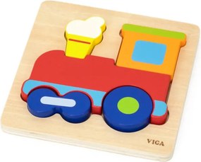 Drevené puzzle na podložke Viga 44783 Lokomotíva