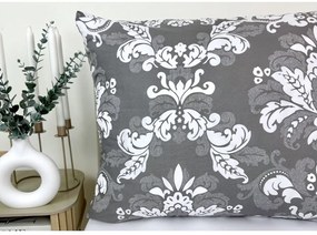 Obliečka na vankúš Sivý ornament 70x90 cm – luxusný barokový vzor, 100 % bavlna, zips