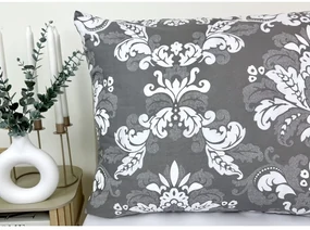 Obliečka na vankúš Sivý ornament 70x90 cm – luxusný barokový vzor, 100 % bavlna, zips