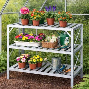 Záhradný regál do skleníka BestBerg BB-GSB3 / 3 police / 126 x 50 x 113 cm / strieborná