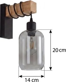 Brilagi - Nástenné svietidlo WOOD GLASS 1xE27/60W/230V borovica/čierna/dymová sivá