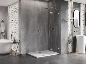 Mexen Lunar, pravostranný výklopný sprchový kút 75 x 90 cm, číre sklo, chrómový profil, 834-075-090-01-00-P