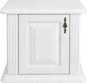 Biely nočný stolík s dvierkami z masívu, 60x40x54 cm Otváranie vľavo