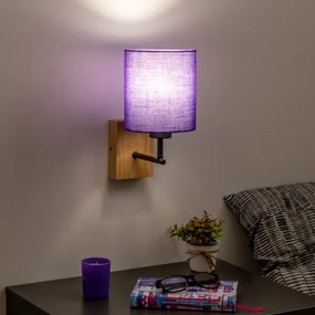 Brilagi - Nástenná lampa NUBILA WOOD 1xE27/25W/230V dub/fialová