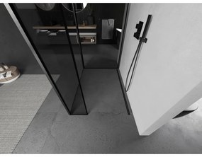 Mexen Kioto, 3-stenová sprchová zástena Walk-In Walk-in 140 x 100 x 40 cm, 8mm číre sklo čierny vzor, grafitový profil, 800-140-100-221-66-70-040