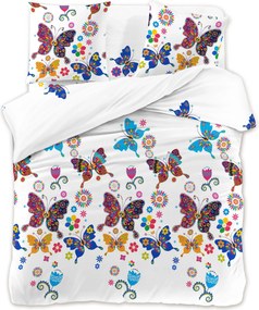 Obliečky z mikrovlákna FAREBNÝ MOTÝĽ biele Rozmer obliečky: 70 x 90 cm | 140 x 220 cm