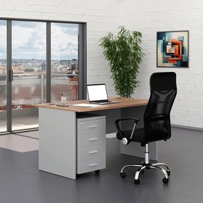 Zostava kancelárskeho nábytku SimpleOffice 1, 140 cm, sivá / orech vlašský