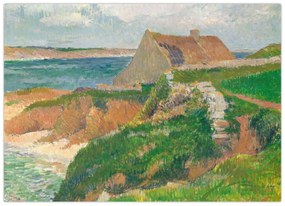 Sklenený obraz - Henri Moret, The Island of Raguenez, Brittany, reprodukcia (70x50 cm)