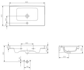 Cersanit K114-017 - Zápustné umývadlo CREA 44,5x80,5 cm keramika/biela lesklá