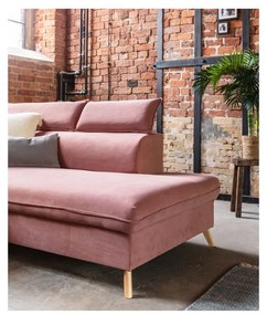 Svetloružová zamatová rozkladacia rohová pohovka do "U" (pravý roh) Sweet Harmony – Miuform