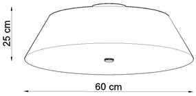 Stropné svietidlo Vega, 1x biele textilné tienidlo, (biele sklo), (fi 60 cm)