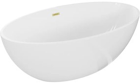 Mexen Nike, voľne stojaca vaňa 175 x 100 cm, biela, zlatý matný prepad, 54071751000-55