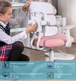 Detská rastúca stolička Neoseat KIDDY THREE — látka, tmavo ružová