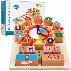 RAMIZ Vzdelávacie drevené hodiny pre deti