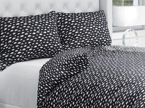 Biante Bavlnené posteľné obliečky Sandra SA-306 Biele obláčiky na čiernom Predĺžené 140x220 a 70x90 cm