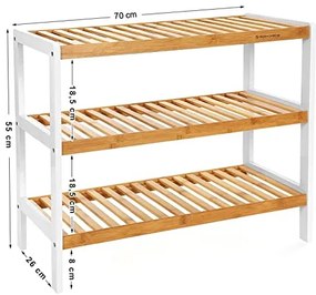 Stojan na topánky, bambusový, 3 police, 55x70x26cm